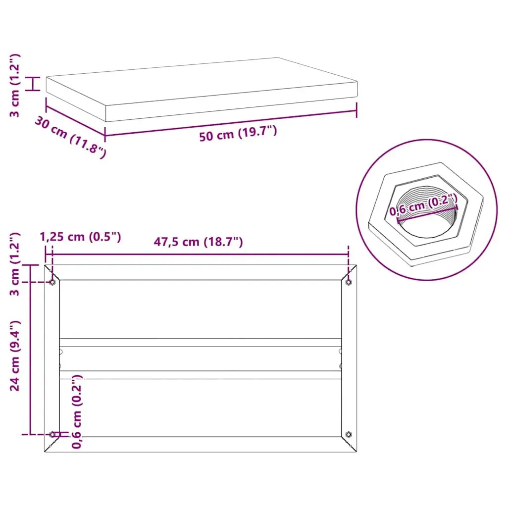 Wall Shelves Floating Shelf Storage Display Bedroom 50x30 cm Silver 2 Piece