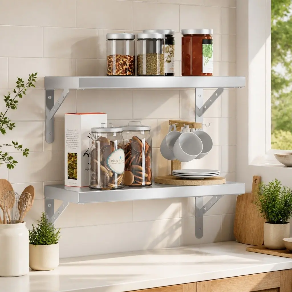 Wall Shelves 2 pcs 50x23.5 cm Silver