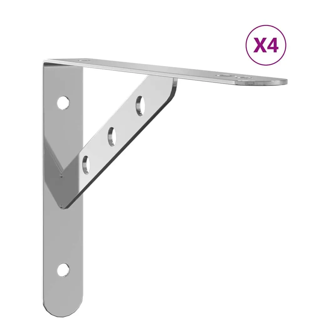 Shelf Brackets Wall Mount Stainless Steel 4 Piece