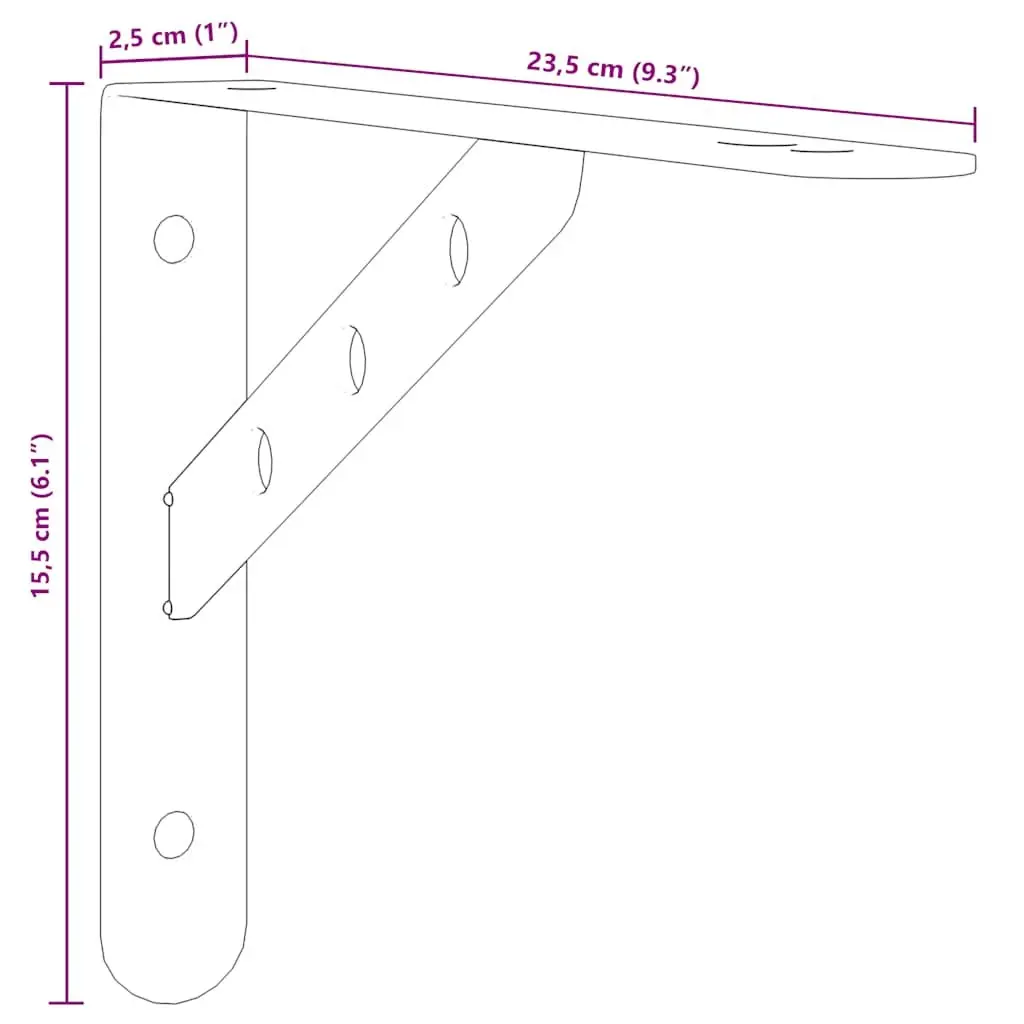 Shelf Brackets Wall Mount Stainless Steel 4 Piece