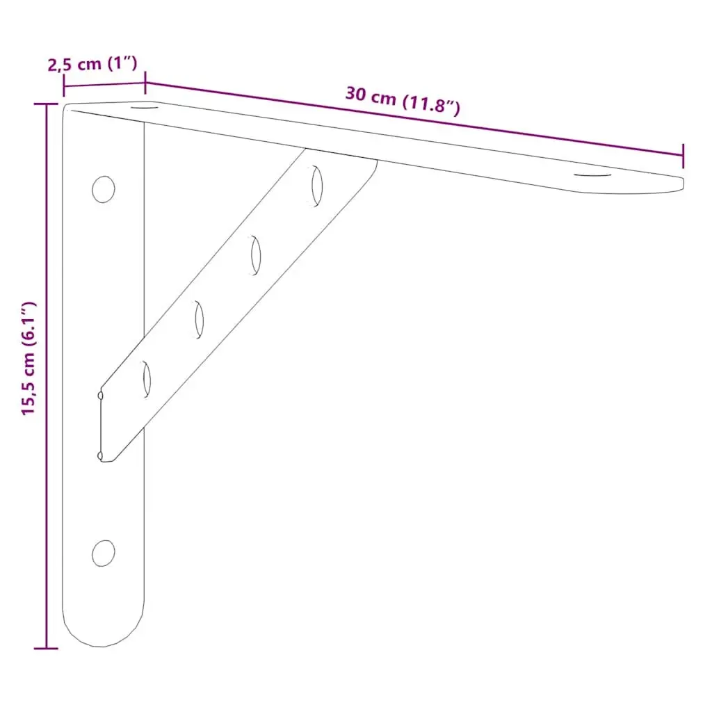 Shelf Brackets 4 Pieces Wall Mount Stainless Steel Silver DIY Storage Support