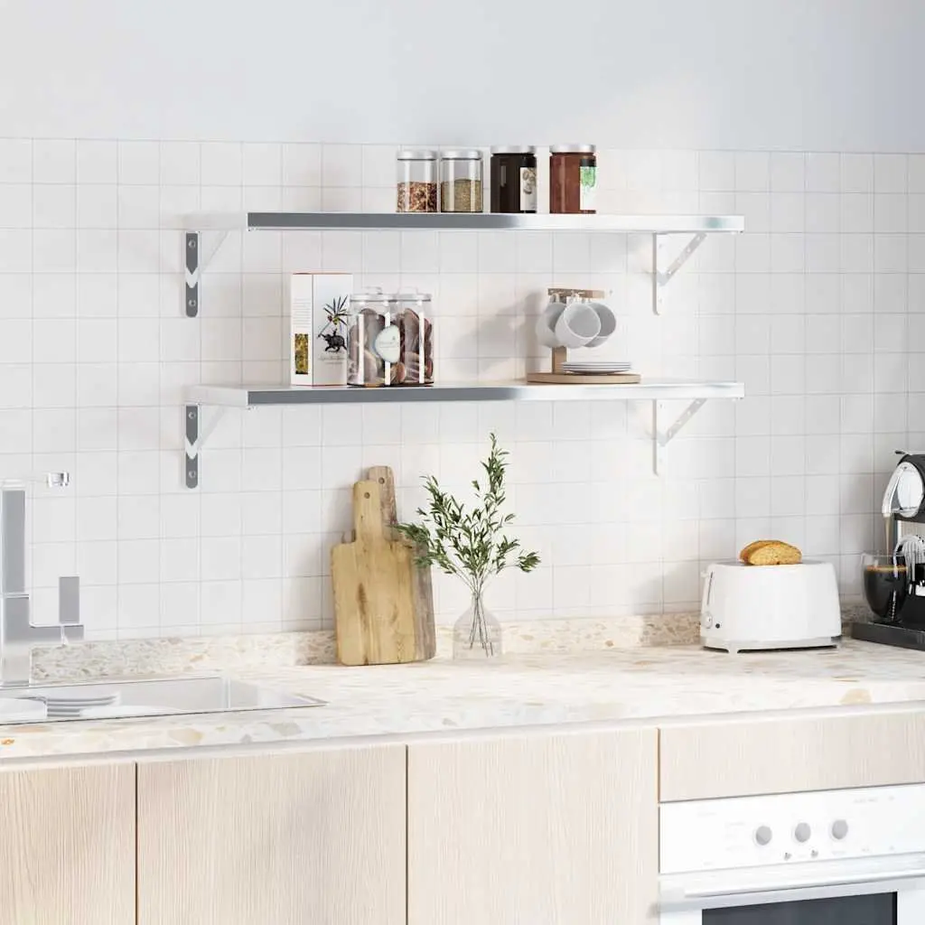 Shelf Brackets 4 Pieces Wall Mount Stainless Steel Silver DIY Storage Support