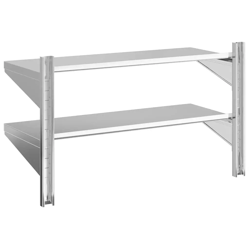 2-Tier Wall Shelf Living Room Bedroom Kitchen Garage 100x40x60 cm Silver Stainless Steel