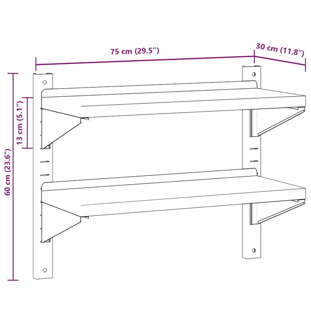 2-Tier Floating Wall Shelf