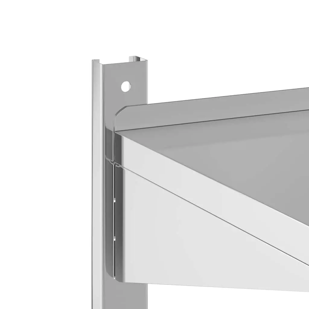 2-Tier Wall Shelf Silver Stainless Steel Floating Storage Kitchen Bathroom