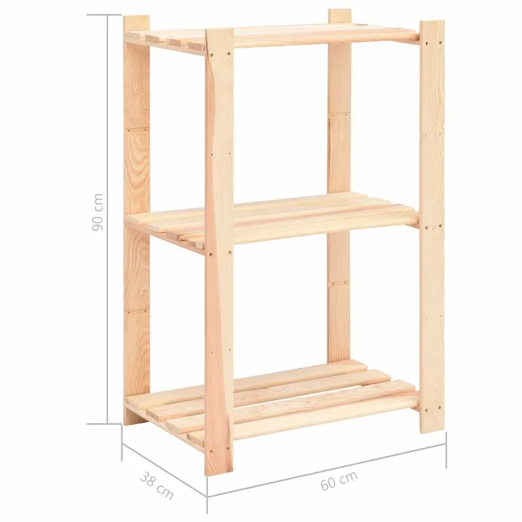 3-Tier Wooden Storage Rack Brown Shelving Unit Bookcase Standing Shelf