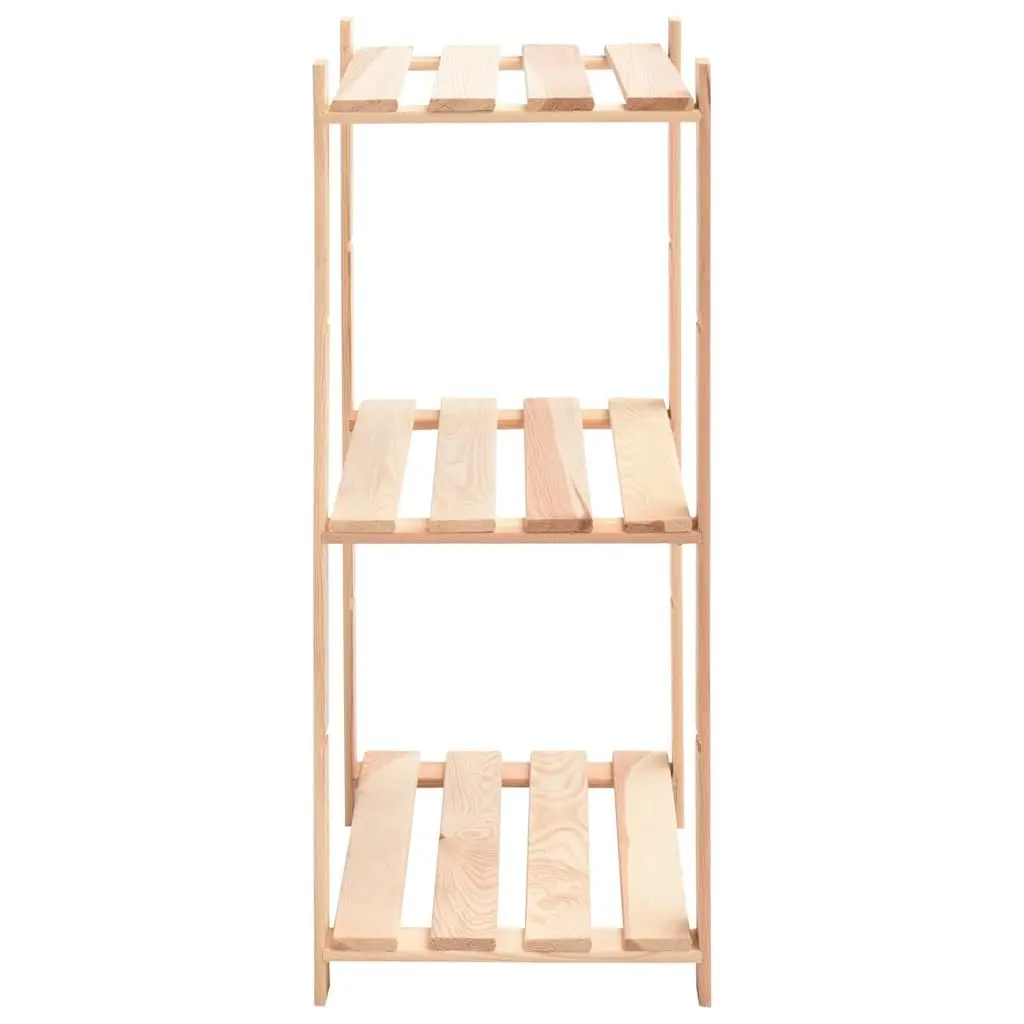 3-Tier Solid Wood Storage Rack Set of 3 Brown Shelving Unit 60x38x90 cm