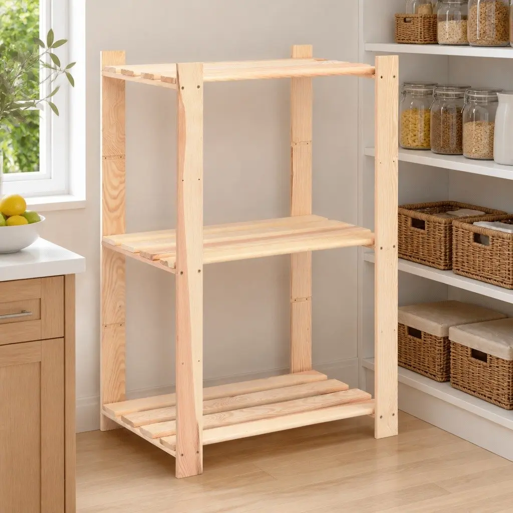 Storage Rack 3-Tier Shelving Unit Solid Wood Pine Brown 60x38x90cm