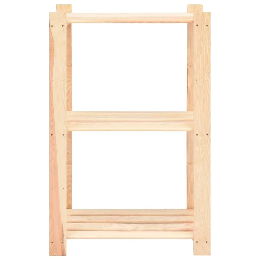Storage Rack 3-Tier Shelving Unit Solid Wood Pine Brown 60x38x90cm