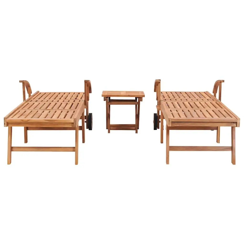 Sun Lounger Set for Patio Garden 2 Piece Teak Wood