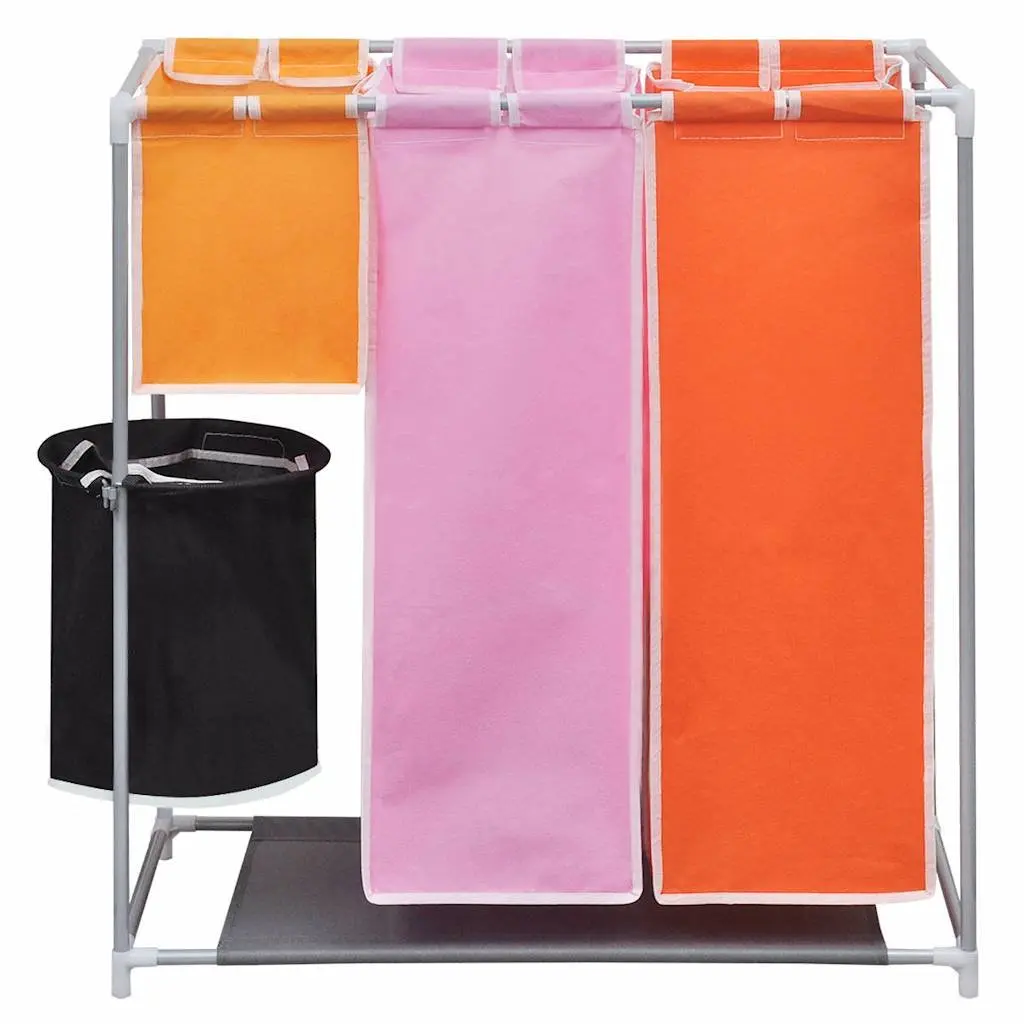 3-Section Laundry Sorter Hamper with Washing Bin Multicolour Organiser 2 Pack