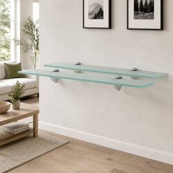Floating Wall Shelves 2 pcs Transparent Glass 60x10 cm Modern Display Ledge