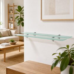 Floating Glass Wall Shelf 70x20 cm Transparent Modern Display Ledge Bracket