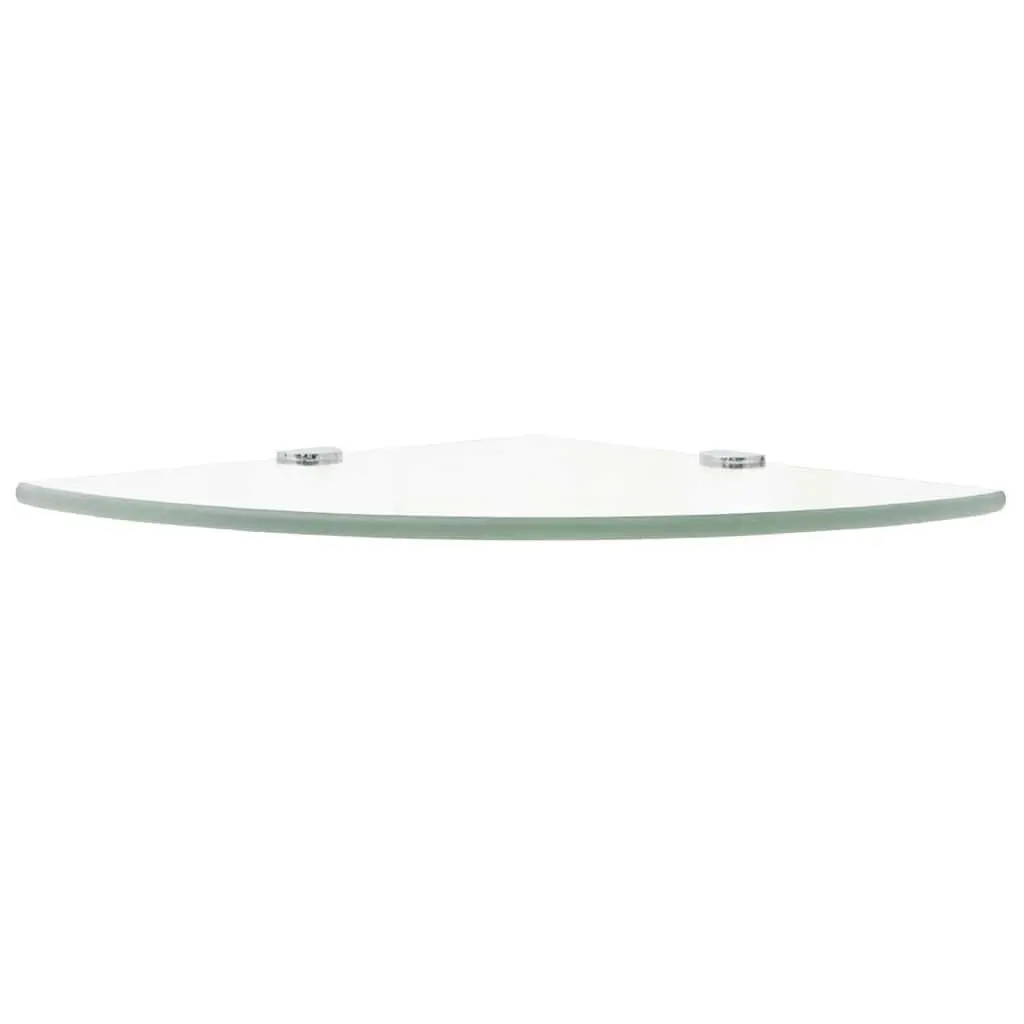 Corner Shelves 2pcs Glass Wall Shelf Chrome Supports 25x25cm Bathroom Kitchen