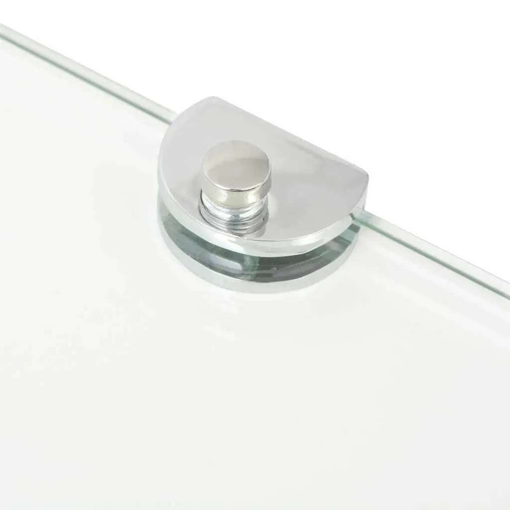 Corner Shelves 2pcs Glass Wall Shelf Chrome Supports 25x25cm Bathroom Kitchen