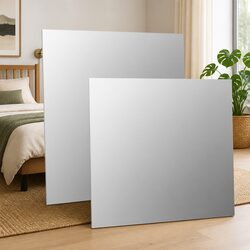 Set of 2 Silver Wall Mirrors - 40x40 cm Square Design