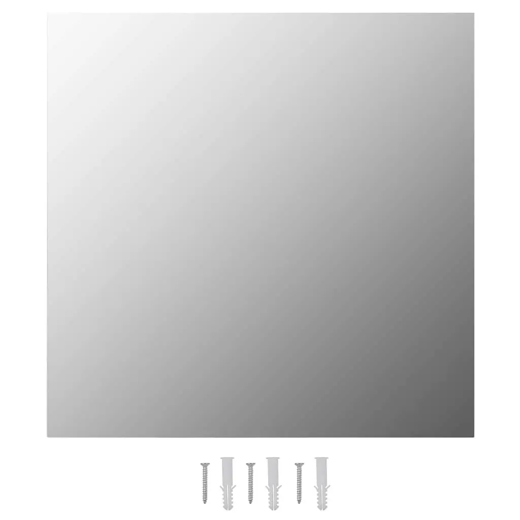 Square Wall Mirror 40x40 cm Silver Glass Home Decor Living Room Bedroom Set of 2