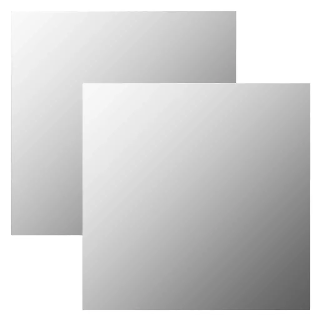 Square Wall Mirror 60x60 cm Silver Glass Reflective Home Decor Living Room 2 Piece