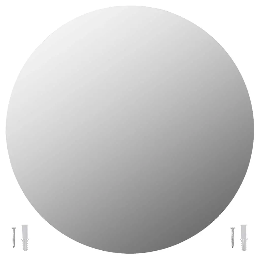 Round Wall Mirror 60 cm Silver Glass Bedroom Living Room Decor Set of 2