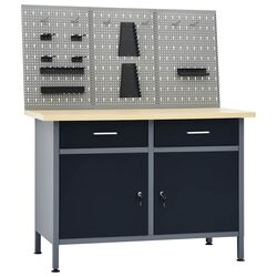 Grey Steel Workbench Specs: 120 cm, 500 kg Capacity