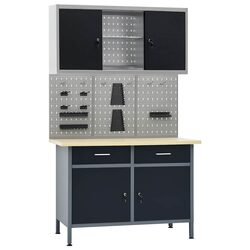 Workshop Storage System: 3 Wall Panels, 1 Cabinet, 500kg Capacity