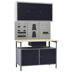 Specifications of the Black Steel Workbench Storage Setup