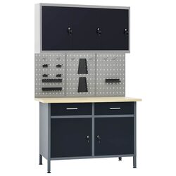 Specifications for Black Workbench with Storage Panels