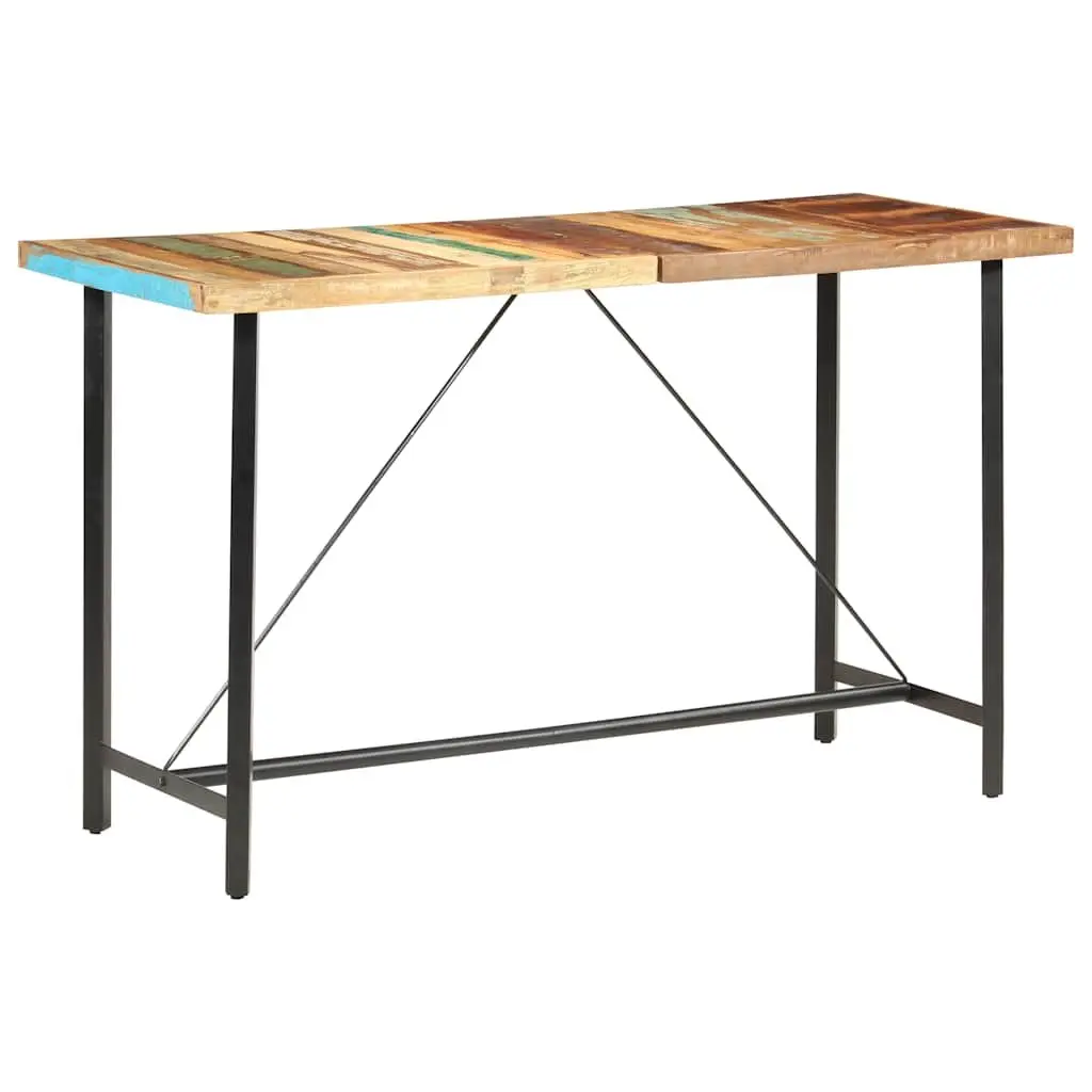 Bar Set 9 Piece Solid Reclaimed Wood Table Stools Industrial Dining Furniture