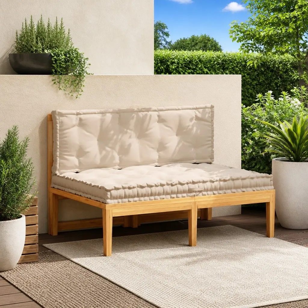 Pallet Floor Cushions Outdoor Garden Sofa Seat Pad Beige Cotton 2 Piece