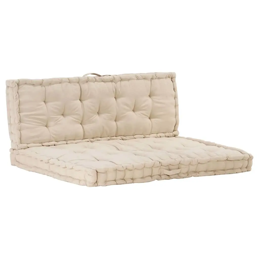 Pallet Floor Cushions Outdoor Garden Sofa Seat Pad Beige Cotton 2 Piece