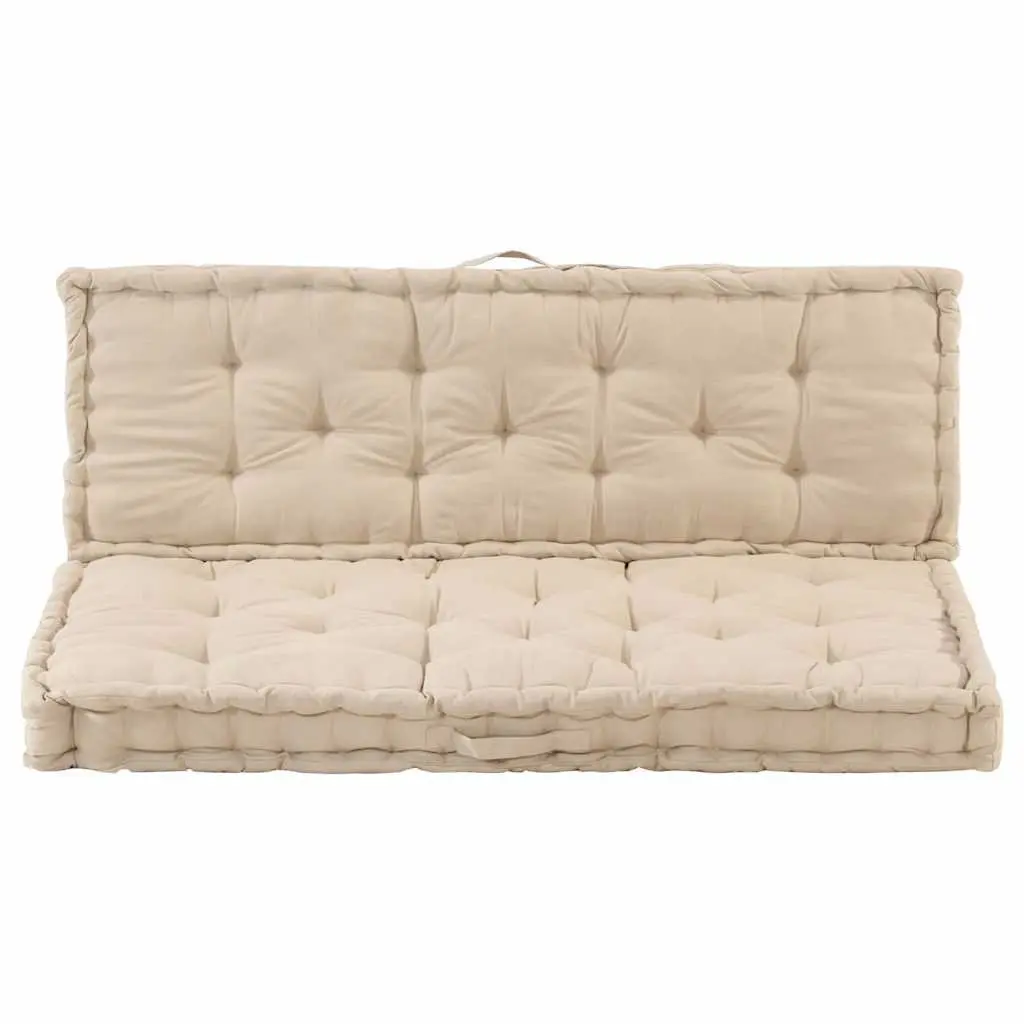 Pallet Floor Cushions Outdoor Garden Sofa Seat Pad Beige Cotton 2 Piece