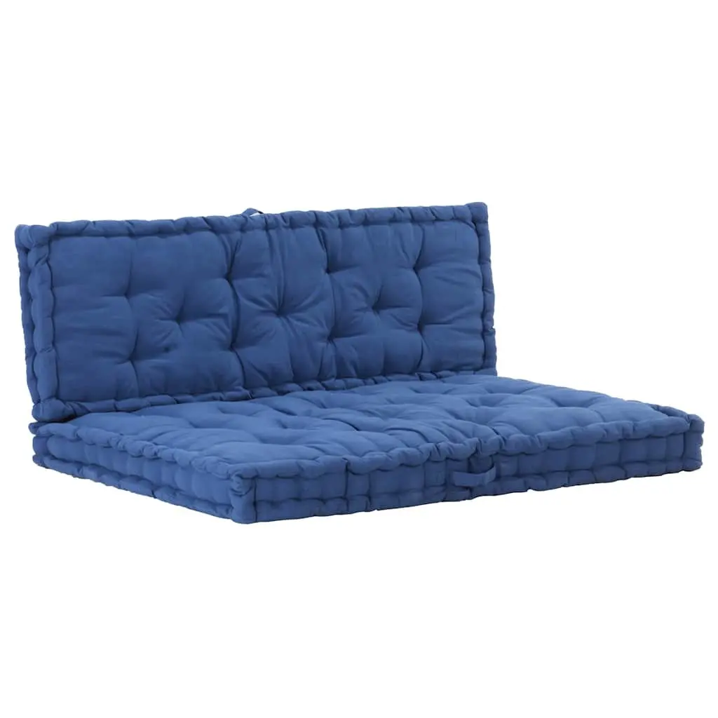 Pallet Floor Cushions Garden Sofa Bench Blue Cotton 2 Pieces