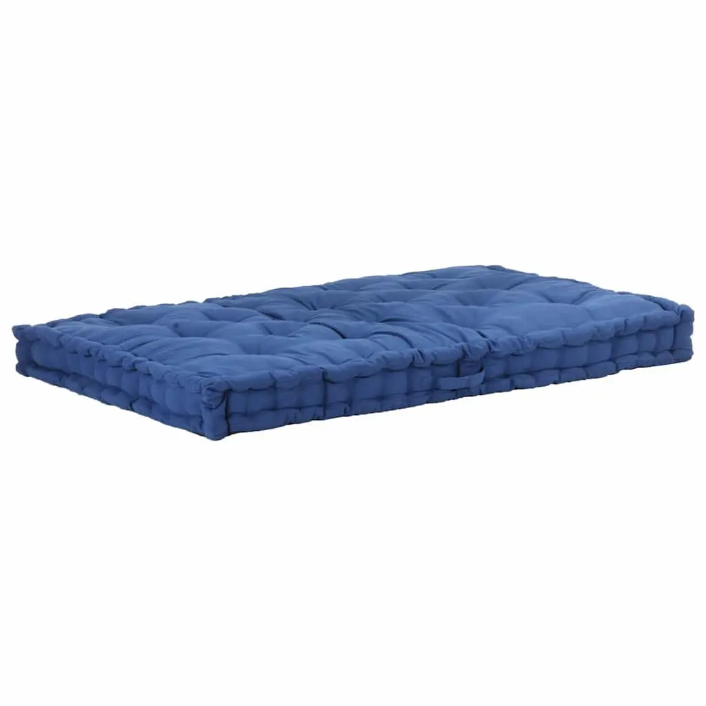 Pallet Floor Cushions Garden Sofa Bench Blue Cotton 2 Pieces