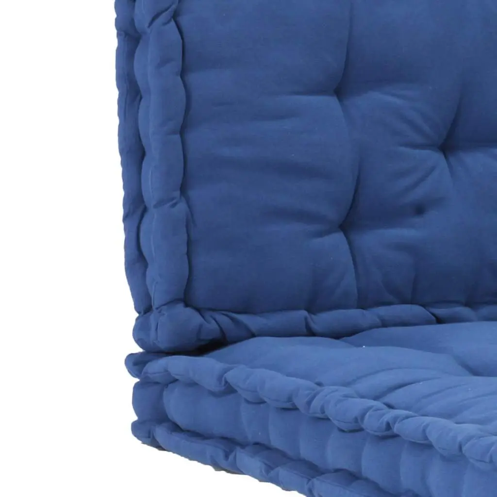 Pallet Floor Cushions Garden Sofa Bench Blue Cotton 2 Pieces