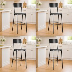 4-Pack Stackable Black Bar Stools with Steel Legs
