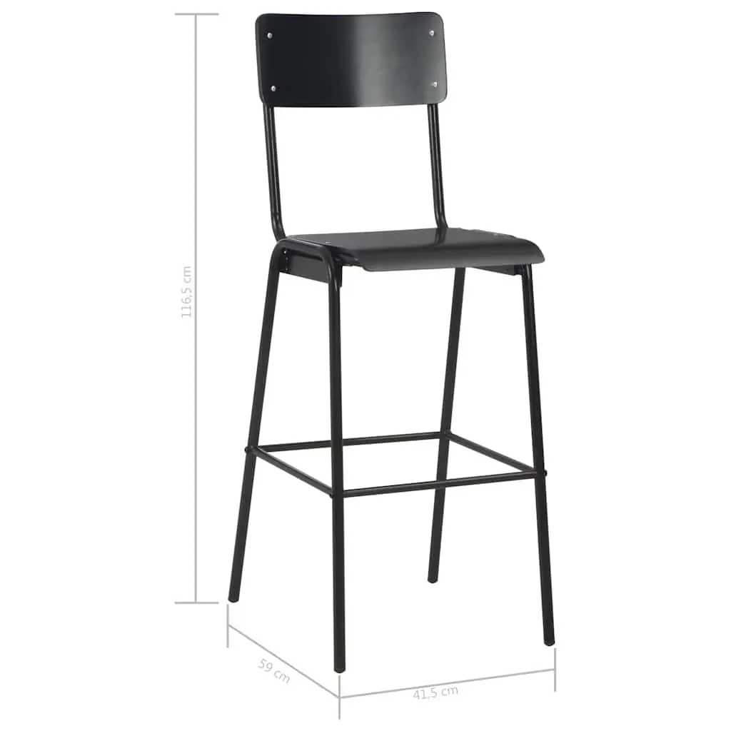 4-Pack Stackable Black Bar Stools with Steel Legs