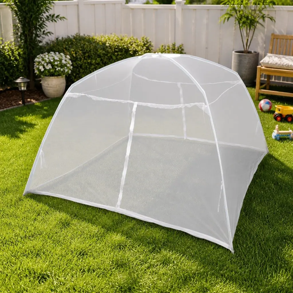 Camping Tent Outdoor 200x150x145 cm Fiberglass Poles Mosquito Screen White
