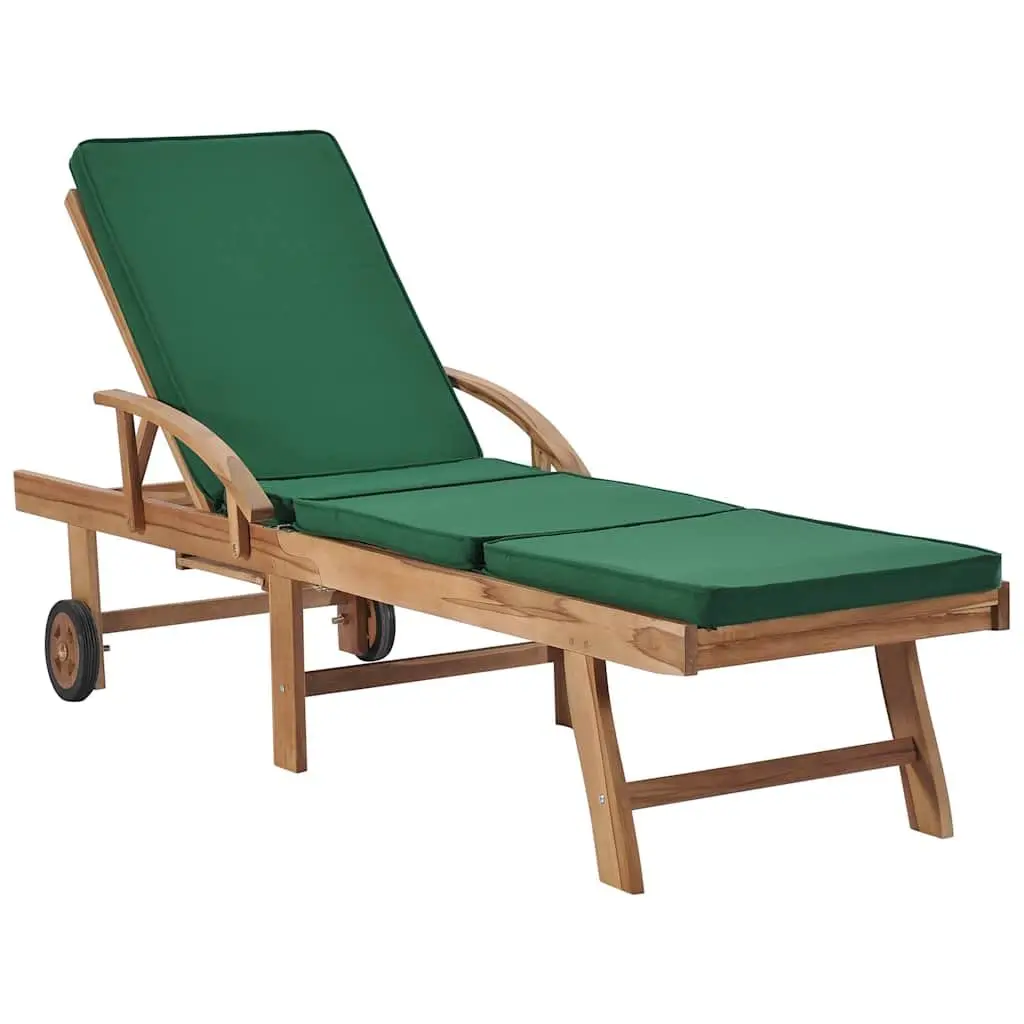 Sun Loungers Outdoor Garden Patio 2 pcs Solid Teak Wood with Cushions