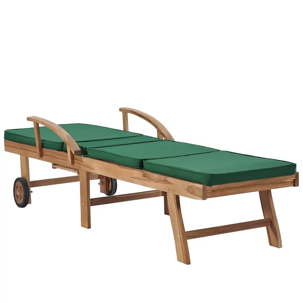 Sun Loungers Outdoor Garden Patio 2 pcs Solid Teak Wood with Cushions