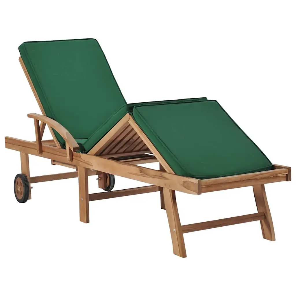 Sun Loungers Outdoor Garden Patio 2 pcs Solid Teak Wood with Cushions