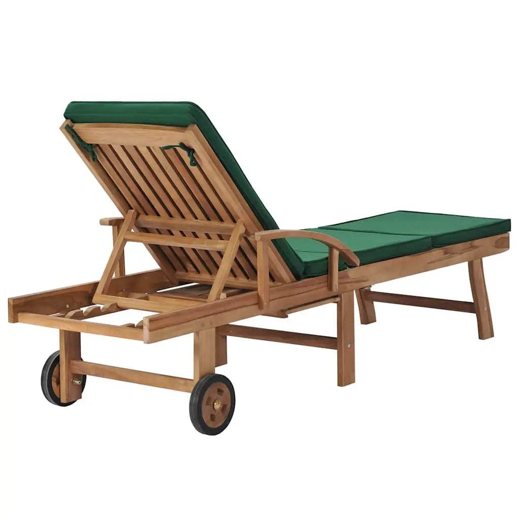 Sun Loungers Outdoor Garden Patio 2 pcs Solid Teak Wood with Cushions