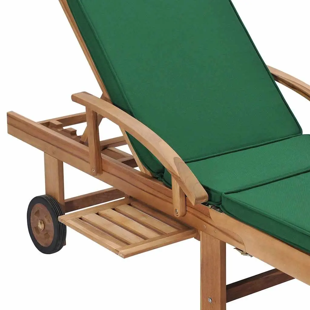 Sun Loungers Outdoor Garden Patio 2 pcs Solid Teak Wood with Cushions