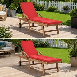 Sun Loungers Set: 2 Teak Wood Chairs with Cushions