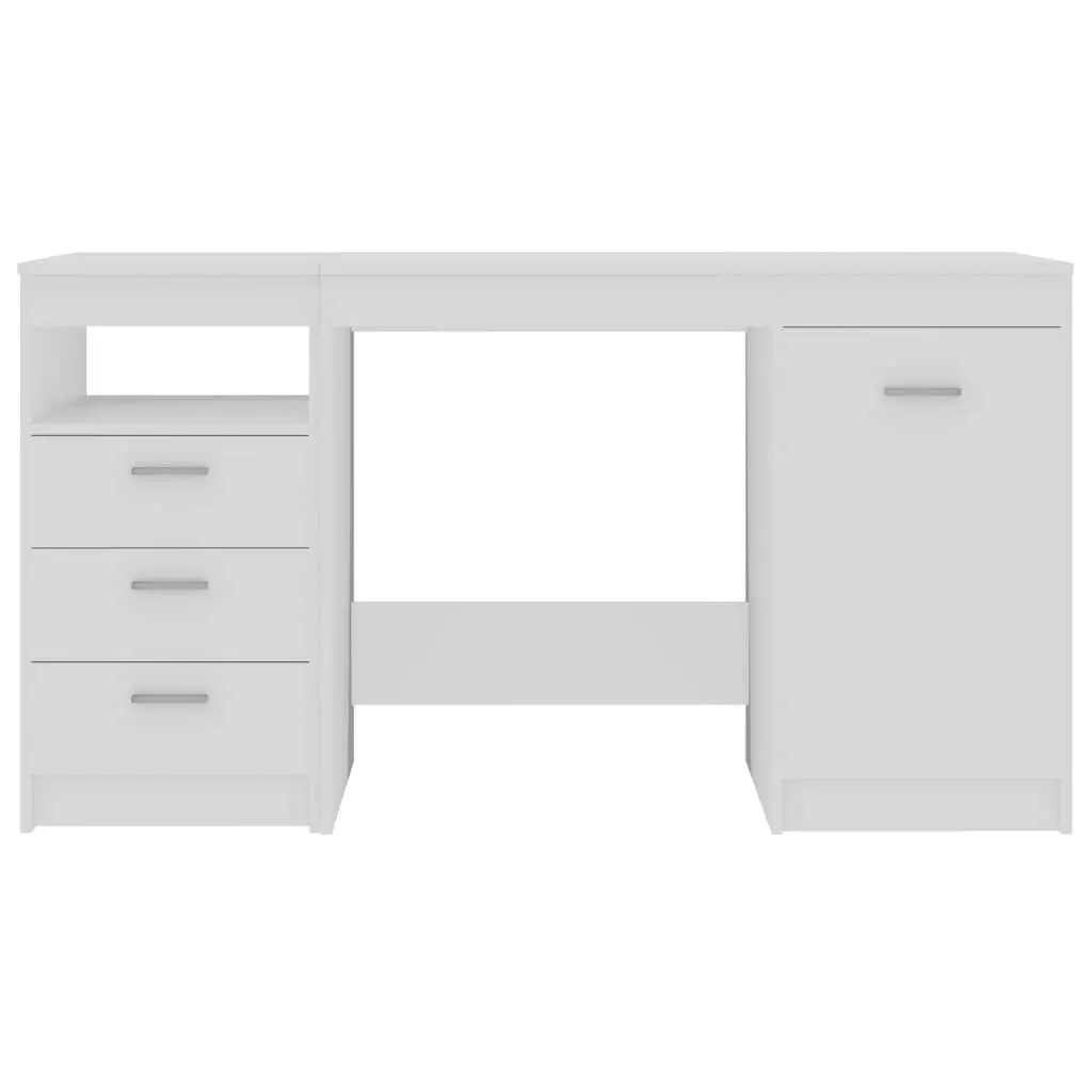 Office Desk for Home Office 140 x 50 x 76 cm White Engineered Wood with Storage Drawers and Door