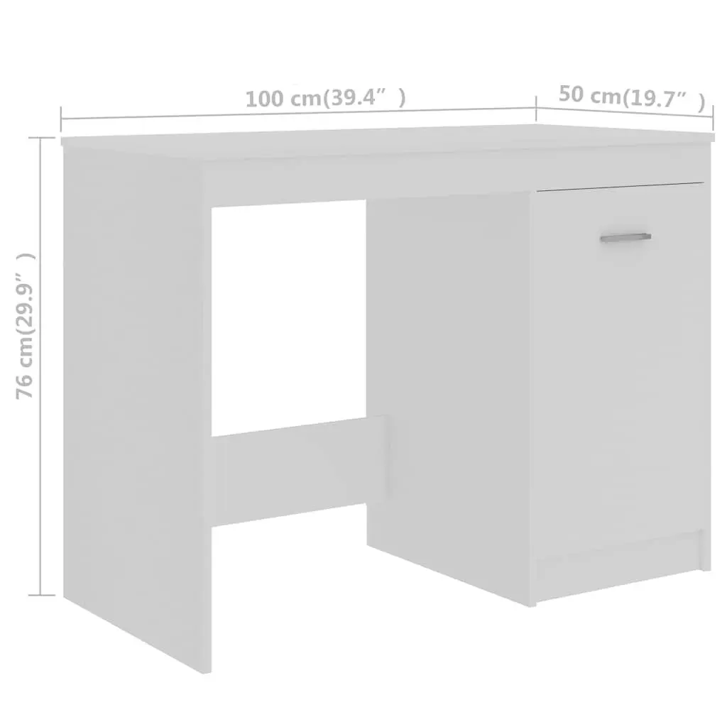 Office Desk for Home Office 140 x 50 x 76 cm White Engineered Wood with Storage Drawers and Door