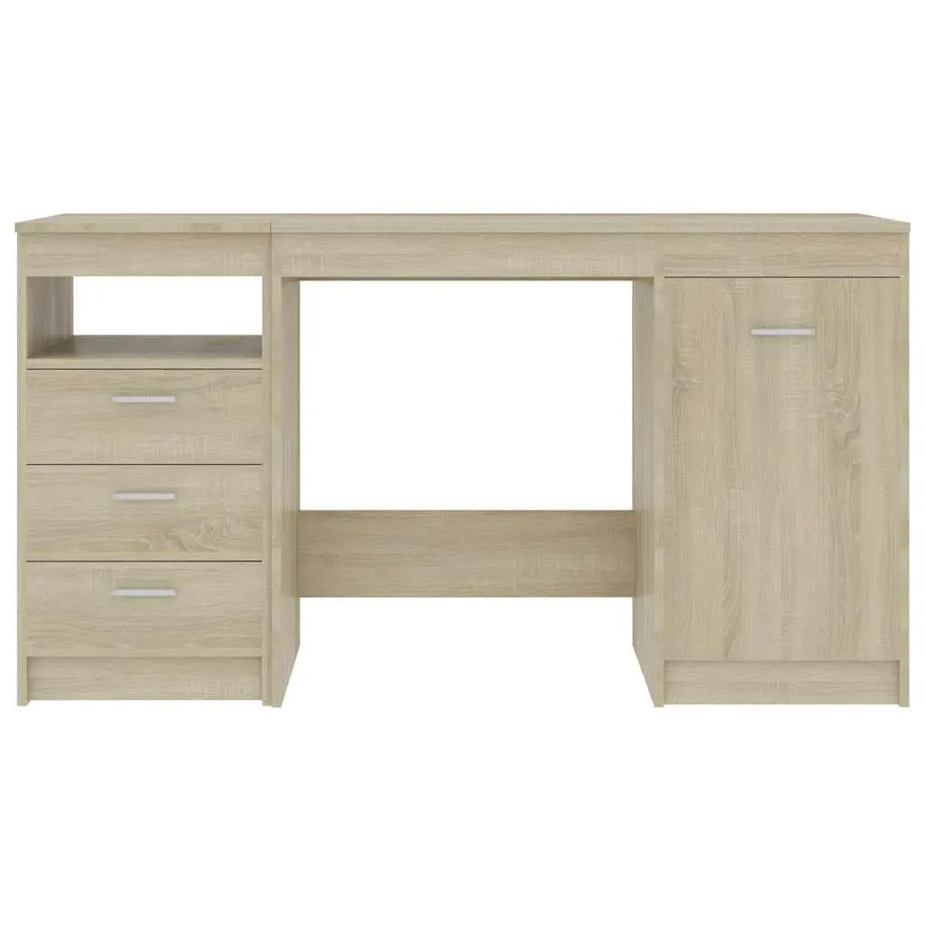 Engineered Wood Desk 140x50x76cm with Storage Drawers