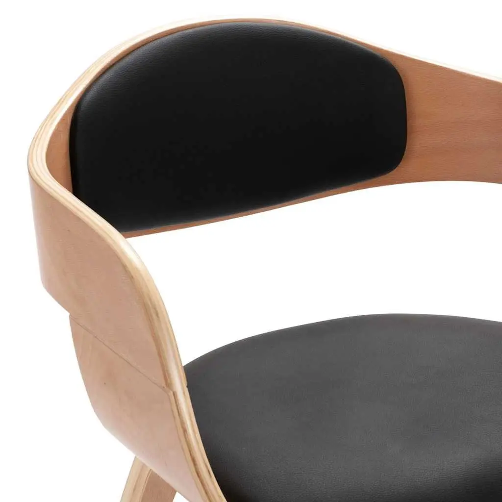 Dining Chairs Set 4 pcs Bent Wood Frame Faux Leather Padded Kitchen Seating