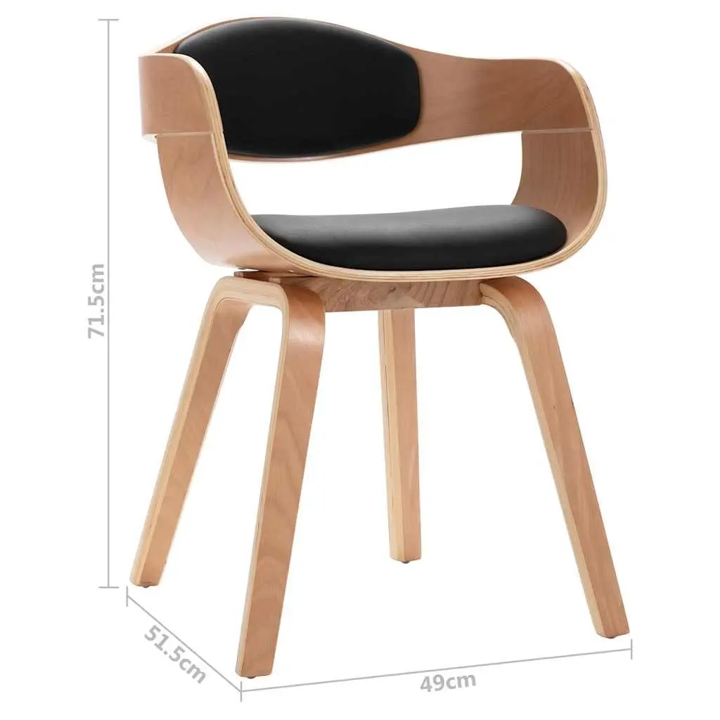 Dining Chairs Set 4 pcs Bent Wood Frame Faux Leather Padded Kitchen Seating