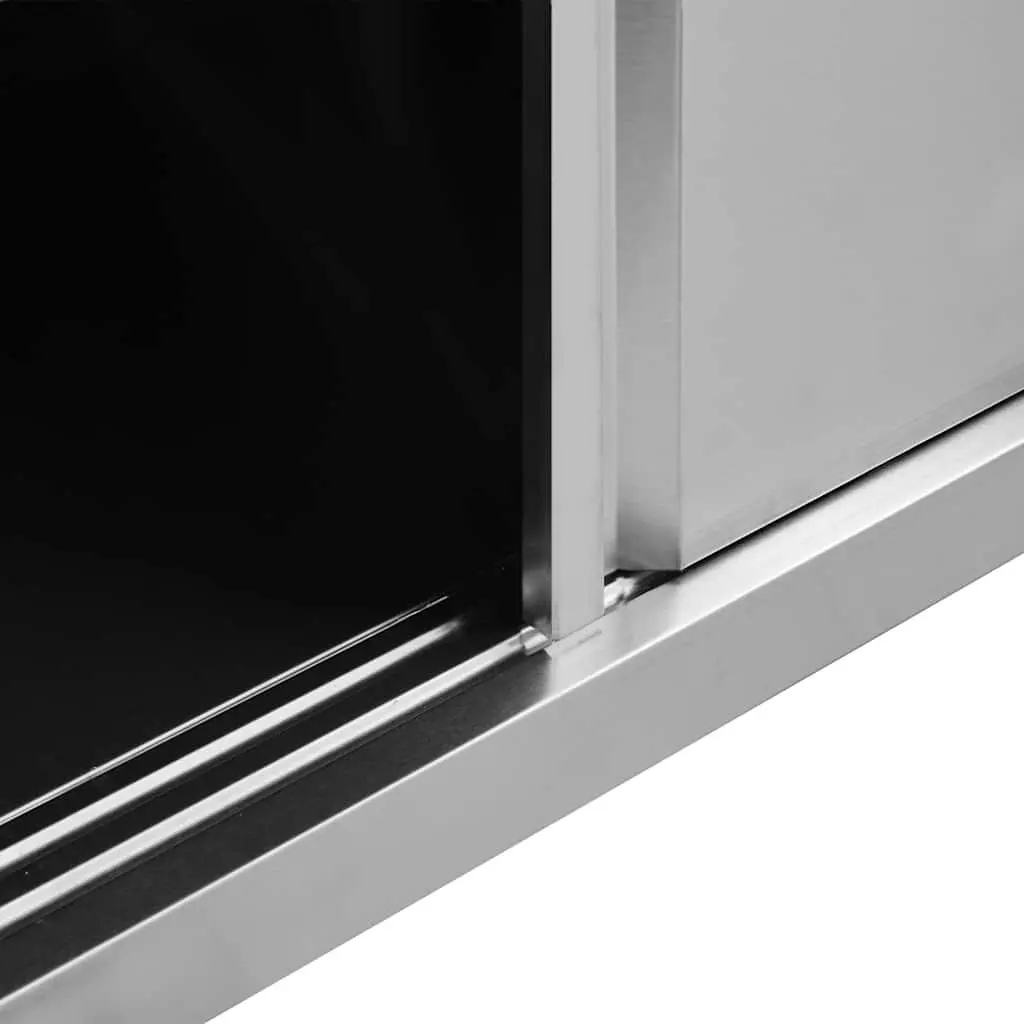 Stainless Steel Work Tables with Sliding Doors Storage 200x50cm Commercial