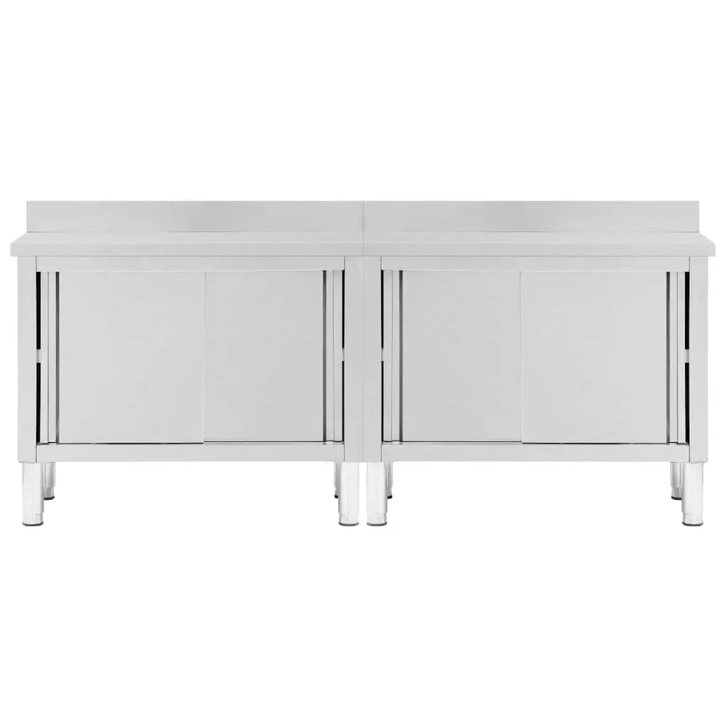 Stainless Steel Work Table with Sliding Door Storage for Commercial Kitchen